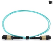 1M 12 Fiber MPO UPC Female to Female Multi Mode Fiber Optic Patch Cable OM3 Aqua picture