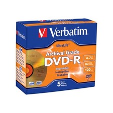 Verbatim Americas Llc 96320 Dvd-R 4.7Gb 16X Ultralife Gold Archival Grade 5Pk picture