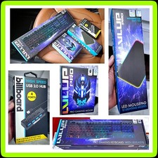 🎮 4pc LVLUP Pro PC Gaming LED RGB Bundle: Keyboard Mouse Mousepad USB Hub ✅ NEW picture