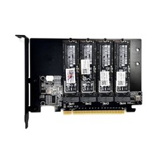 ADT-Link PCIe 5.0 x16 to 4-Port M.2 NVMe Hard Drive Split Adapter Expansion Card picture