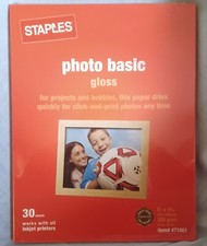 Staples Photo Basic Gloss Paper 8½” x 11” 30 Sheet Pack Sealed picture