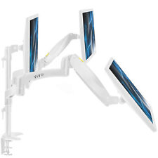 VIVO White Triple Monitor Mount, 2 Pneumatic Arms + 1 Fixed, 3 Screens up to 32