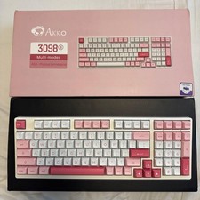 Akko Gaming Keyboard 3098B ASA Profile Pink White Multi-mode Hot Swap JP picture