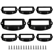 8pcs Card Catalog Drawer Pulls, Antique Black, Bin Cup Style picture