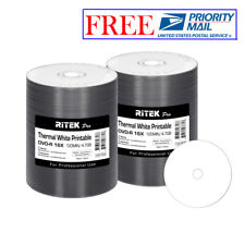 200 Pack Ritek Pro DVD-R 16X 4.7GB White Thermal Hub Printable Blank Media Disc picture