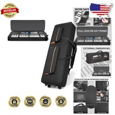 Rolling 88-Key Synthesizer Case: Heavy-Duty Padded Gig Bag, Waterproof, 2 Wheels picture