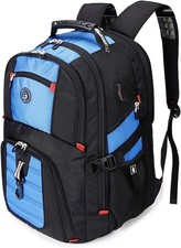 SHRRADOO Extra Large 50L Travel Laptop Backpack with USB Charging Port, Blue  picture