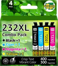4 Pack 232XL T232XL Ink Cartridges for Epson 232 WF-2930 WF-2950 XP-4200 XP-4205 picture