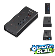 7 Port USB C Hub 5x USB-A 2x USB-C Metal Powered 36W Charging Mountable picture