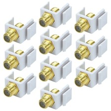 10x F Type Female to Female Keystone Jack Coaxial Cable Coupler RG6 RG59 White picture
