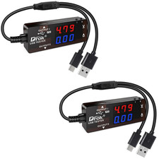 USB Tester 2Pcs, USB-A USB-C 2.0 Multimeter Dual USB Ports PD QC 3.0 picture