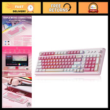 Wireless Pink Gaming Keyboard - 99 Keys, Number Pad, Creamy Design, Ergonomic picture