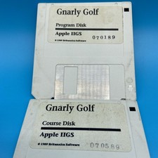 1989 Gnarly Golf Apple IIGS Program / Course Disks VTG PC Floppy Disk Rare picture