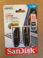 2 SanDisk Ultra USB 3.0 Flash Drives CZ48 New Sealed 2 x 32GB Up To 100 MB/s picture