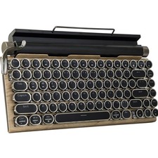 Vintage Typewriter-Style Mechanical Keyboard with LED Backlight - Wood Finish picture