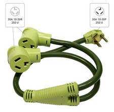 NemaTech Dryer/EV Y-Splitter, NEMA 10-30P to 10-30R, 10 AWG, 30AMP, 250V picture