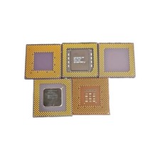 Lot Of 5 High Yeild Ceramic GOLD bearing Processors. CYRIX AMD INTELL Gold Cap picture