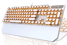 Retro Typewriter Mechanical Keyboard, Gold LED Backlit, 104 Keys, Round Keycaps picture