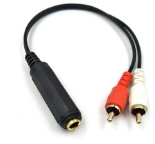 RCA to 1/4 Adapter Cable, 6.35mm 1/4 inch TRS Stereo Jack Female to 2 RCA Mal... picture