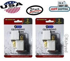 2 Prong to 3 Prong Grounded Outlet Converter Adapter W/ Polarized Plug - (2 Pk) picture