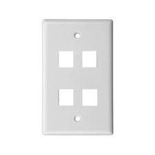 25-Pack Keystone  4 Port Jack RJ45 CAT Network Faceplate Wall Plate- White picture