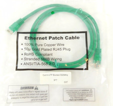 Cat6 RJ-45 Patch Cable Booted 550MHz 50u Gold Plated Plug 3 Feet - QUANTITY OF 6 picture