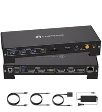 USB C KVM Switch 3 Montors 2 Computers with 100W 3M Laptop Desktop Ivory Black picture
