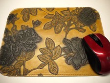 Mouse Pad leather Floral Unique Design Made in USA picture