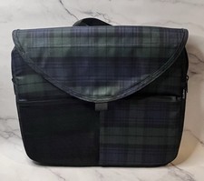 LL Bean Laptop Bag 13.5” Green Plaid Dividers, Pockets Great Shape Y2K Vintage? picture