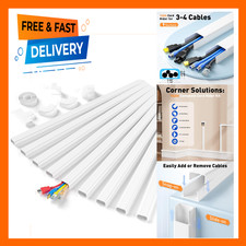 Cord Hider Wall Cable Cover 142 Inch White Wire Management for TV and Wires Safe picture