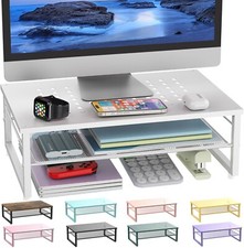 2-Tier Metal Monitor Stand Riser, Desk Accessories & Workspace Desk Organizer... picture