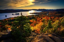Landscape fall river nature Custom Gaming Mat Desk picture