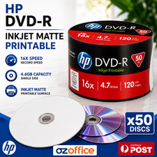 PREMIUM 50 x HP DVD-R 16x Inkjet Printable Blank DVD Discs - Print to Center picture