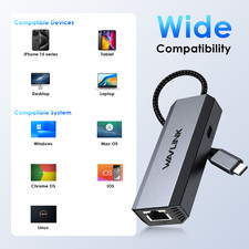 WAVLINK 2.5 Gbps USB C to Ethernet Adapter USB-C to RJ45 Network Converter 95W picture