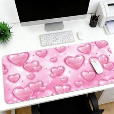 XL Desk Mat Cute Pink Heart Pattern Computer Keyboard Mouse Pad for Office Home picture