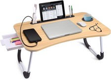 Slendor Lap Desk with Tablet Slot, Foldable Laptop Table with Storage Drawer ... picture