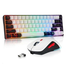 60% Wireless Gaming Keyboard and Mouse Combo, RGB Backlit Black-white picture