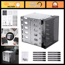 5.25in to 5x 3.5in Hard Drive Cage Rack, Galvanized Steel & ABS, Fan Space, Adap picture