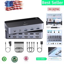 User-Friendly KVM Switch 2 Monitors 2 Computers, 4 USB 3.0 Ports Included picture