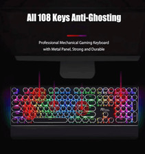 RK ROYAL KLUDGE S108 Typewriter Keyboard, Retro Mechanical Gaming Keyboard Wired picture