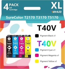 hehua T40V Ink Cartridge T40W (4-Pack,BK/C/Y/M) Compatible for T40V120 T40V220 T picture