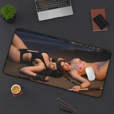 Tifa Aerith Desk Mat, Final Fantasy VII Mouse Pad, Beach Scene Decor picture