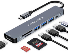 Macbook USB C Hub 7 in 1 Multiport Adapter, 4K HDMI USB 3.0 PD Dock Station picture