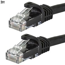 2FT CAT6 RJ45 Ethernet LAN Network Patch Cable UTP Copper Wire 24AWG Black picture