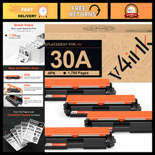 High-Quality 30A Black Toner Cartridge Replacement for HP - 4 Pack, Compatible, picture
