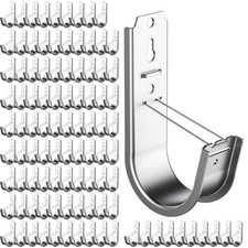 2 Inch J Hook Wall Mounts 100 Pack Metal Hooks with Retainer Clip for Hanging picture