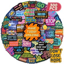 SigyoJeom 300PCS Motivational Stickers, Waterproof Inspirational Colorful picture