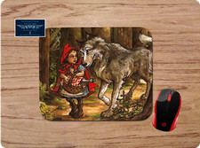  LITTLE RED RIDING HOOD WOLF MOUSEPAD FAIRY TALE VINTAGE ART  USA picture