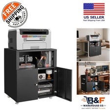 Modern Metal Printer Stand with Large Storage & Rolling Wheels, 220 lbs Capacity picture