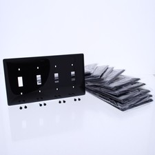 Hubbell NP4BK Black 4-Gang Toggle Switch Standard Unbreakable Wallplates 10pcs picture